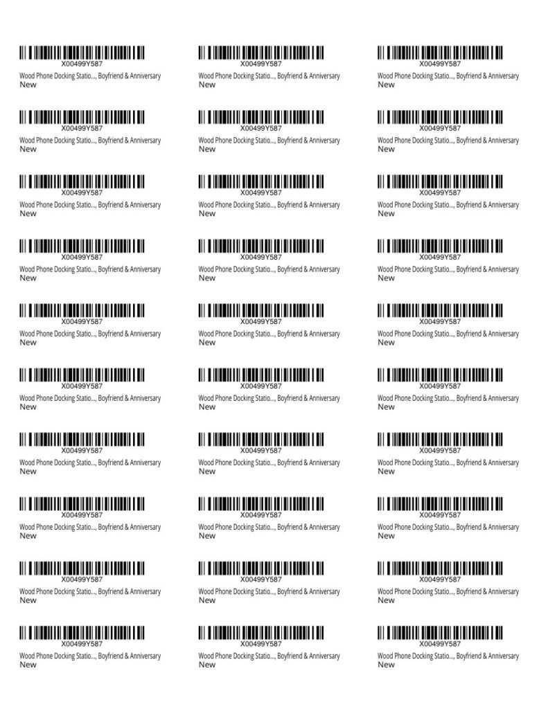 Sheet of thirty FNSKU barcode labels